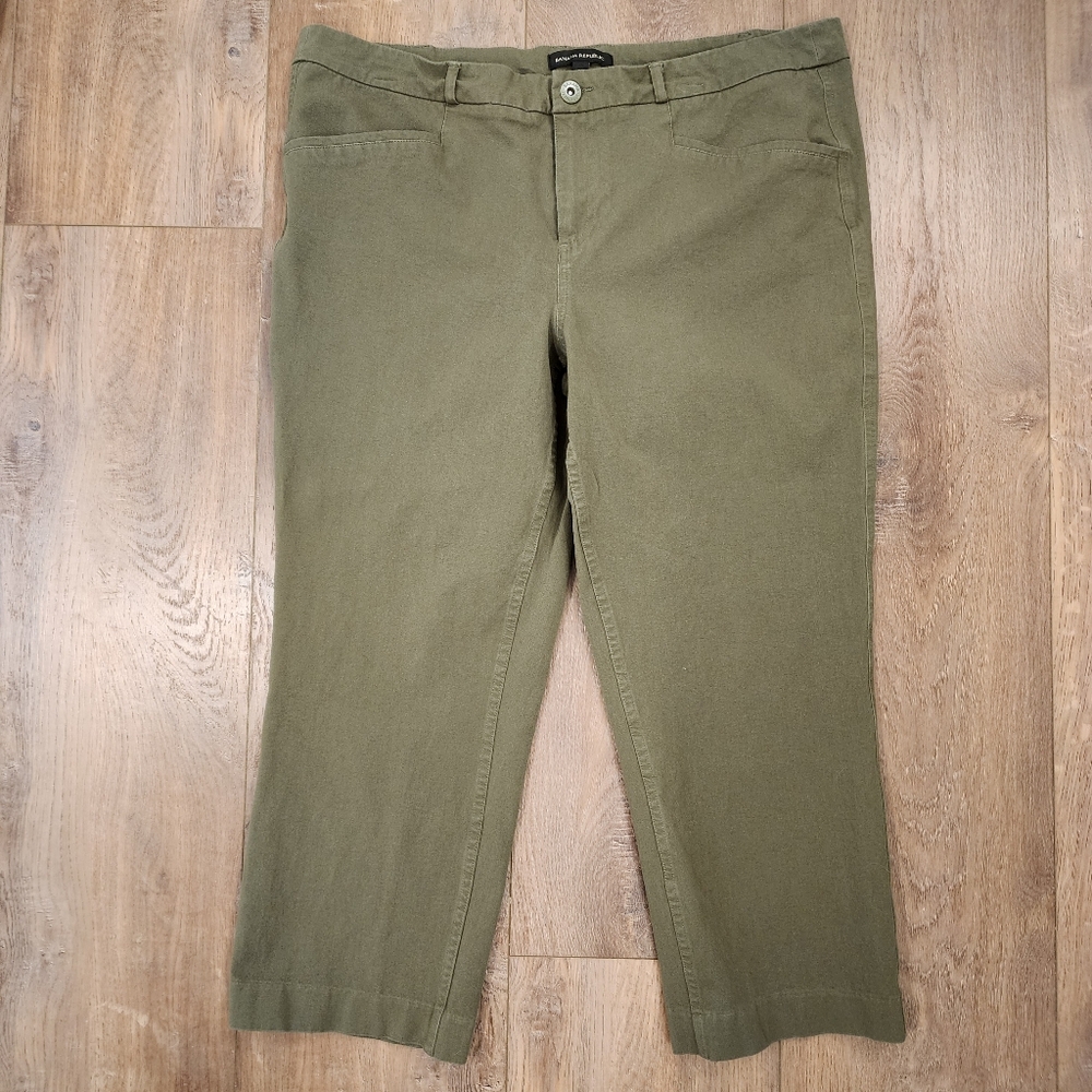 Banana Republic Slim Straight Pants Cropped Ankle Length Stretch Olive size 16